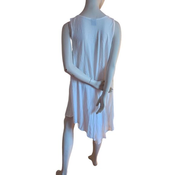 Sleeveless Seven Islands Midi Summer/Vacation Dress White Rayon Froral Front - Picture 6 of 10